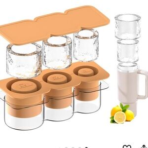 NIB Silicone Ice Cube Tray for Tumbler 30 to 40 oz With Bin and Lid For Freezer